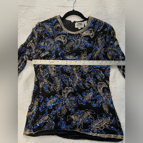 Vintage Silk Beaded Blouse by Nite Line | Size Medium - Picture 5 of 12